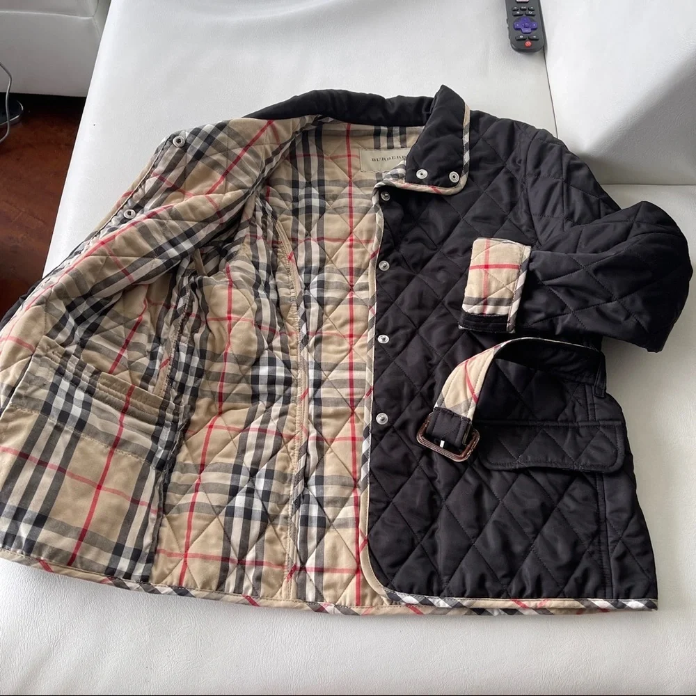 Vest jacket fleeced 10T black Burberry reversible belt